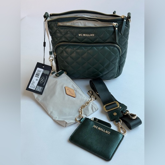 NWT MZ Wallace Emerald Leather Metro Scout Deluxe + leather metallic card case - Picture 3 of 10